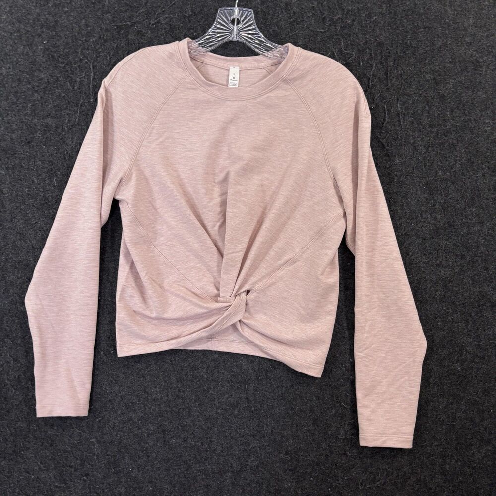 Lululemon Tuck & Gather Shirt Women's 2 Heathered Faint Coral Twist Front Knot